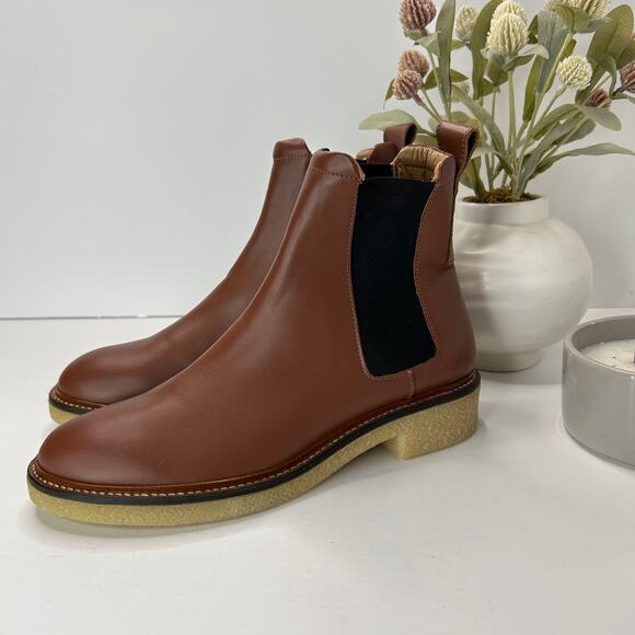 Everlane The Chelsea Boot Leather Tobacco Brown Women 8 Tried On Cushion Insole - Picture 3 of 8